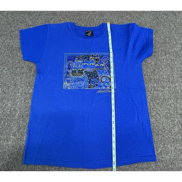 Vintage Laurel Burch Cotton Tee Shirt Cats Royal Blue Unisex Medium NICE - Picture 5 of 7